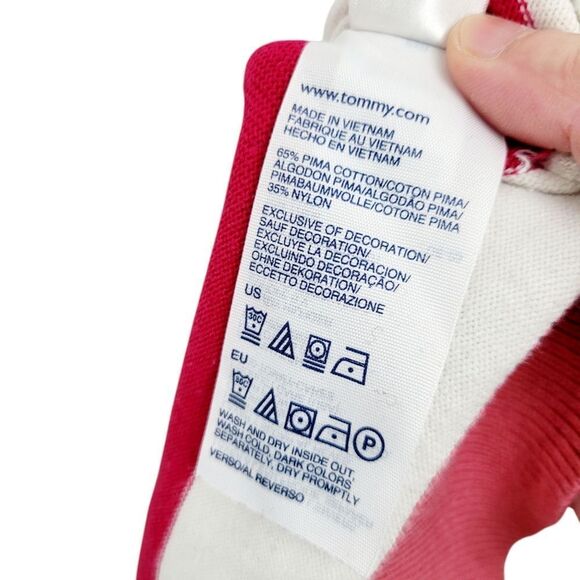 2/$20 Tommy Hilfiger White & Pink V Neck Sweater Top Blouse Size: Small - Picture 8 of 9